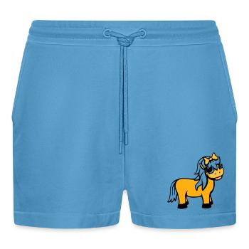 cheval fille femme mignonne jolie femme arc - Short bio décontracté court fabriqué en UE -  Sol Blue - Devant
