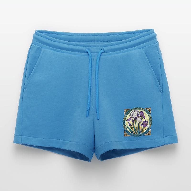 Intricate Irish Iris Celtic Artwork Organic Relaxed Cropped Shorts Made in EU