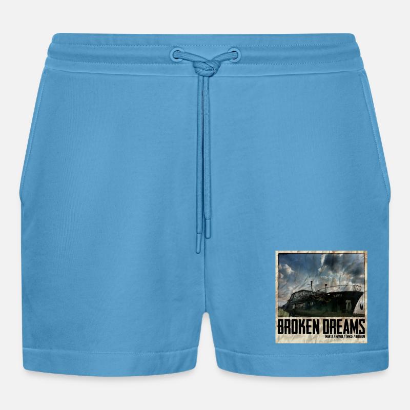 Verfallenes Schiff mit Himmelshintergrund - Organic Relaxed Cropped Shorts Made in EU -  Sol Blue