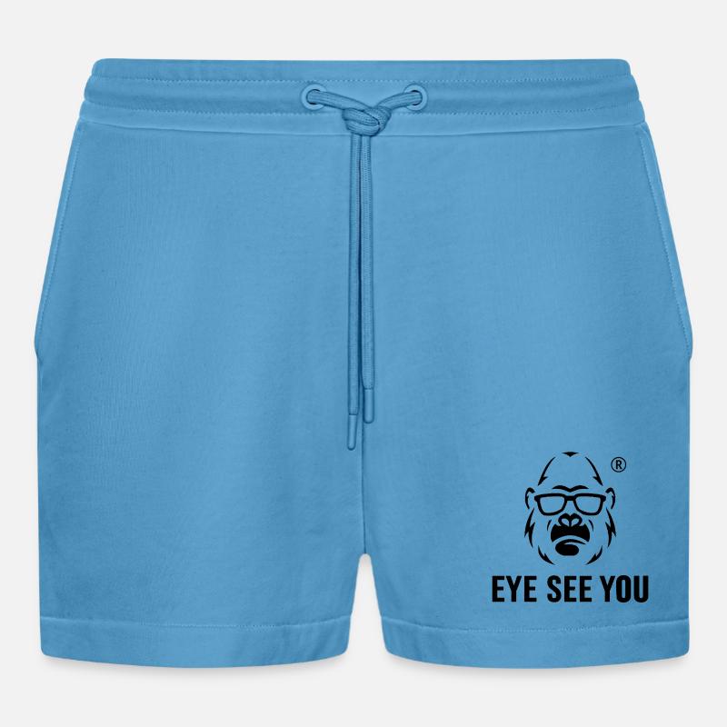 Gorilla mit Sonnenbrille Evil SeeV - Organic Relaxed Cropped Shorts Made in EU -  Sol Blue