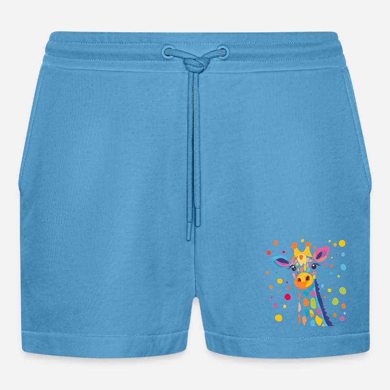 Königliche Giraffe Farbkonfetti - Organic Relaxed Cropped Shorts Made in EU -  Sol Blue