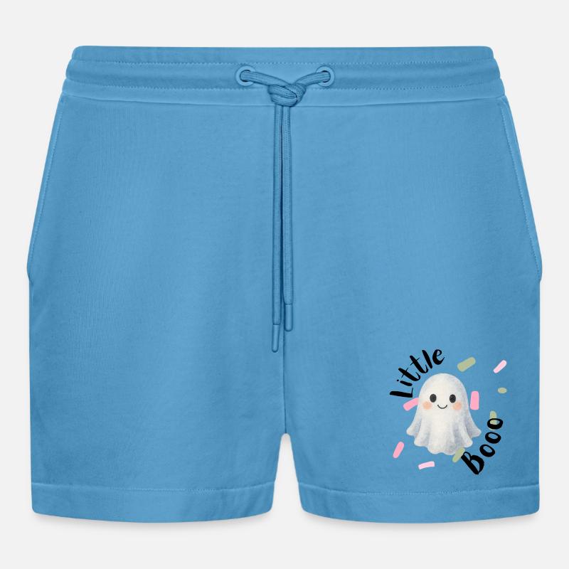 Geist Ghost Halloween Geschenk Geschenkidee - Organic Relaxed Cropped Shorts Made in EU -  Sol Blue