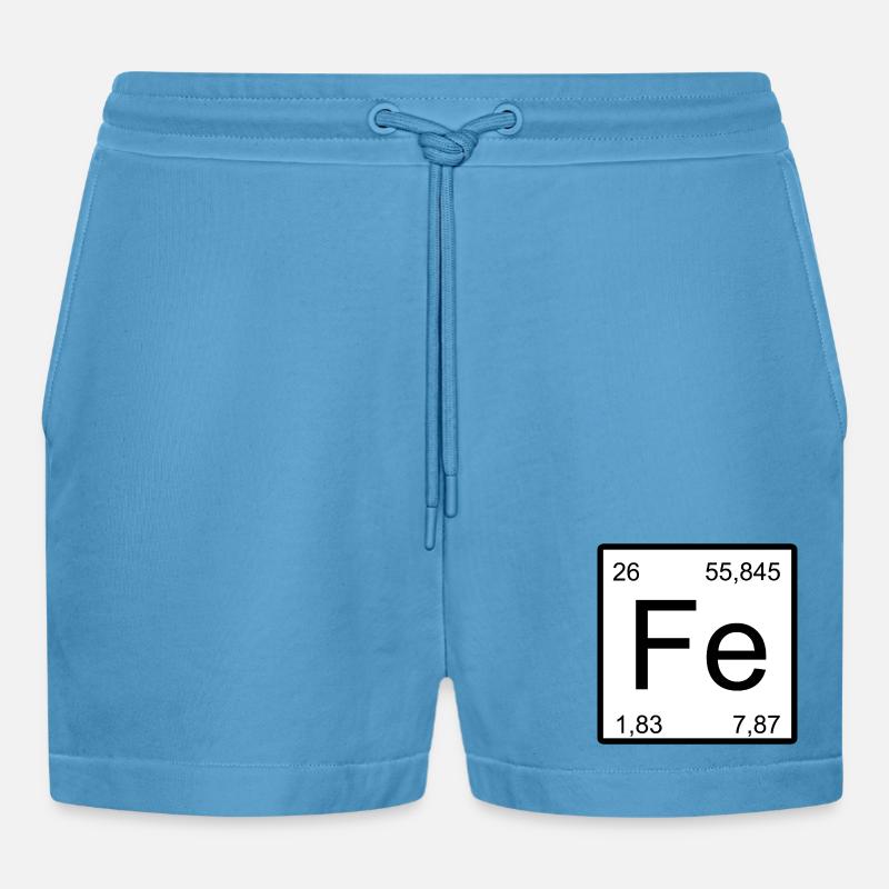 Fe Element Typography Minimal - Organic Relaxed Cropped Shorts Made in EU -  Sol Blue