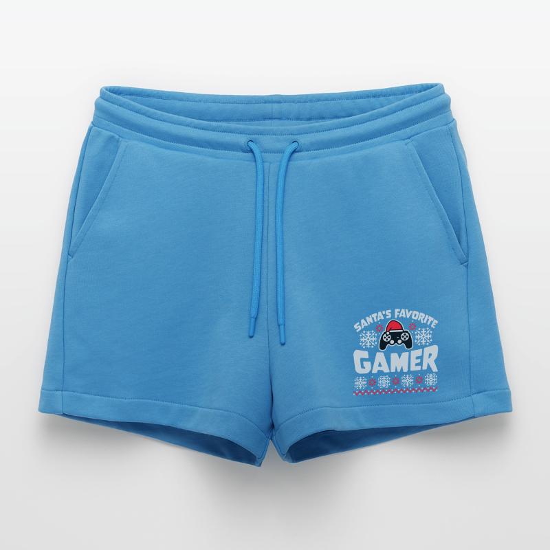 Santa's Favorite Gamer Controller Christmas Nerd Organic Relaxed Cropped Shorts Made in EU