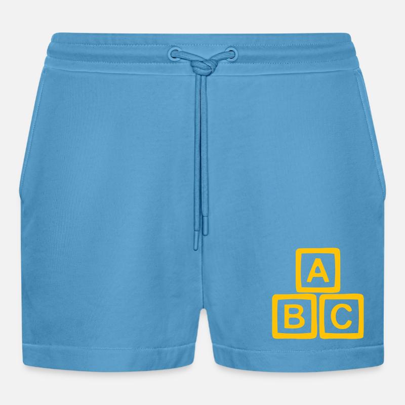 Conception de bloc ABC doré - Short bio décontracté court fabriqué en UE - Sol Blue