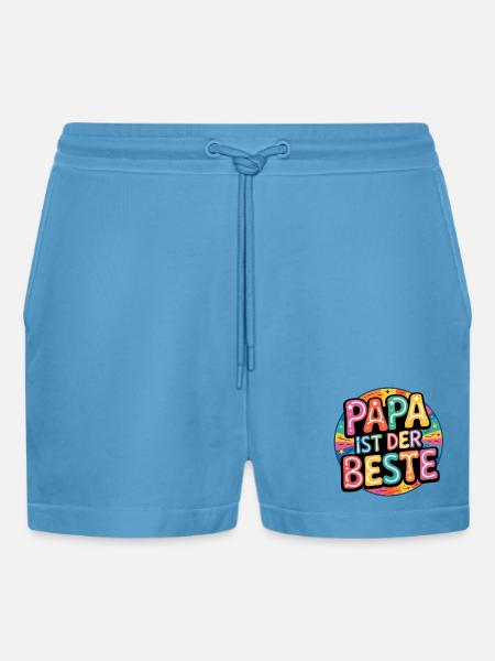 DAD IS THE BEST - Organic Relaxed Cropped Shorts Made in EU -  Sol Blue