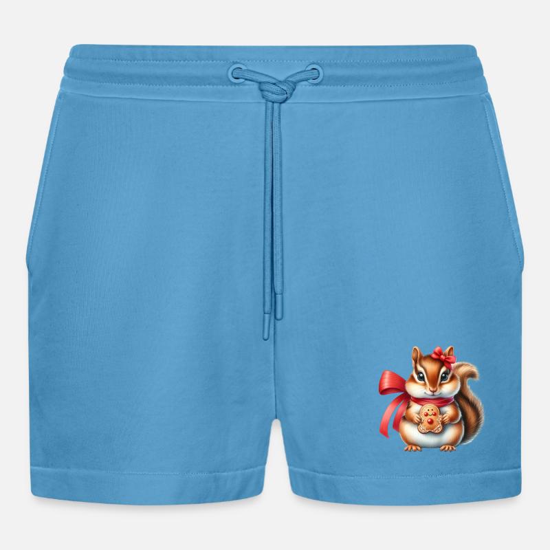 Ingwer-Eichhörnchen mit Keks - Organic Relaxed Cropped Shorts Made in EU -  Sol Blue