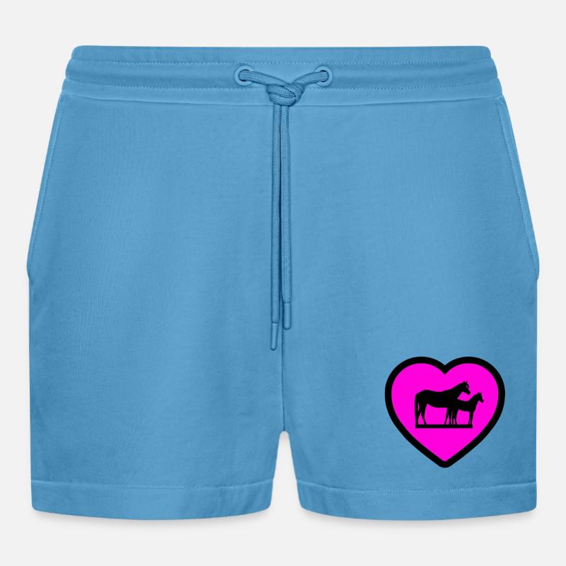 Pferde - Organic Relaxed Cropped Shorts Made in EU -  Sol Blue