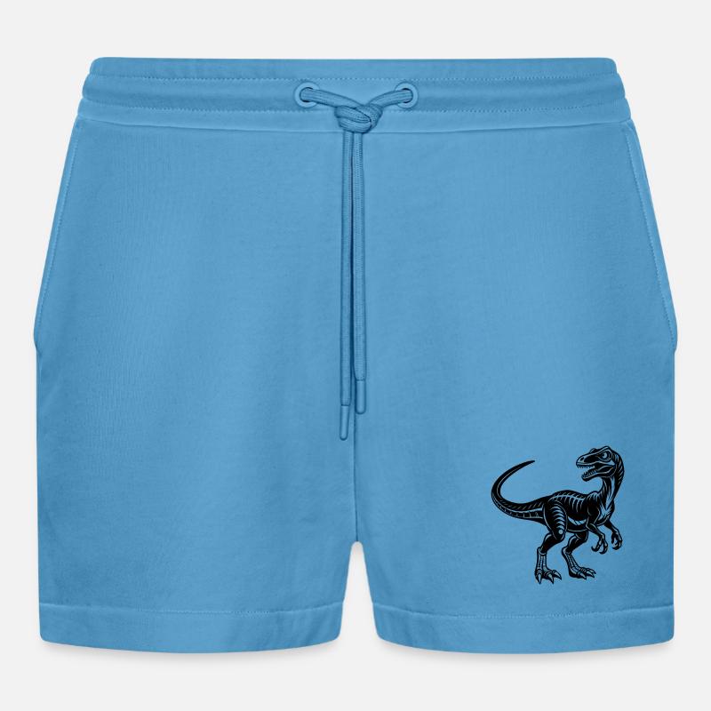 Velociraptor - Organic Relaxed Cropped Shorts Made in EU -  Sol Blue