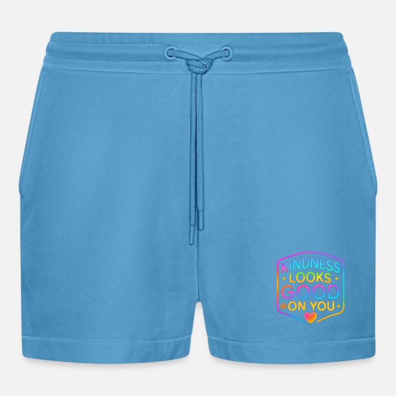 Kindness Neon steht dir gut - Organic Relaxed Cropped Shorts Made in EU -  Sol Blue