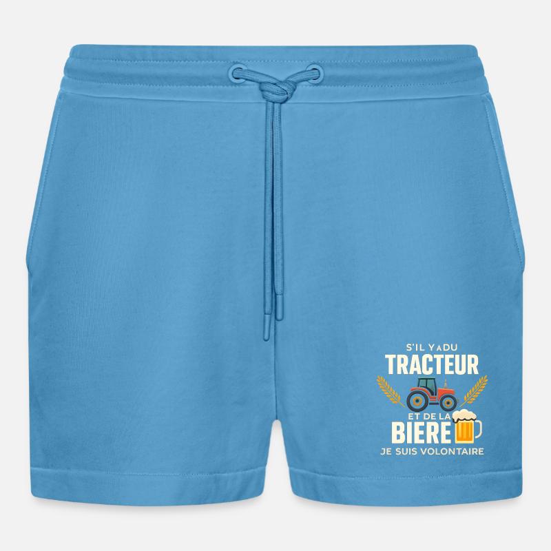 Traktor- und Bierfreiwilliger - Organic Relaxed Cropped Shorts Made in EU - Sol Blue