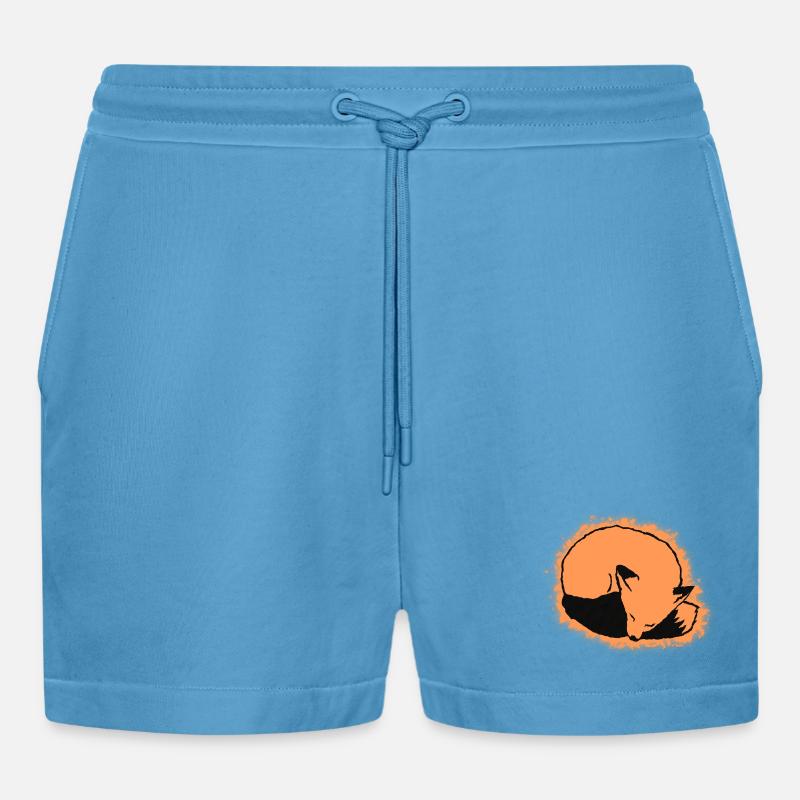 Fox Sleeping: Cute, Kawaii & Comic Style - Organic Relaxed Cropped Shorts Made in EU -  Sol Blue