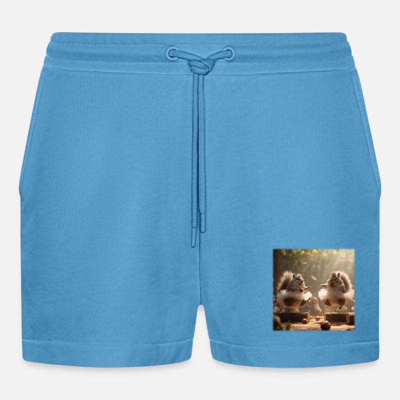 Tanzende Eichhörnchen im Tutu mit Eicheln - Organic Relaxed Cropped Shorts Made in EU - Sol Blue