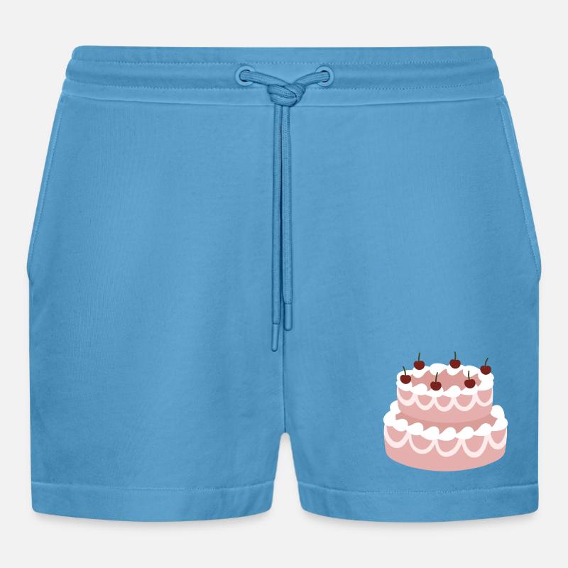 Cherry Pink Layer Cake - Organic Relaxed Cropped Shorts Made in EU - Sol Blue