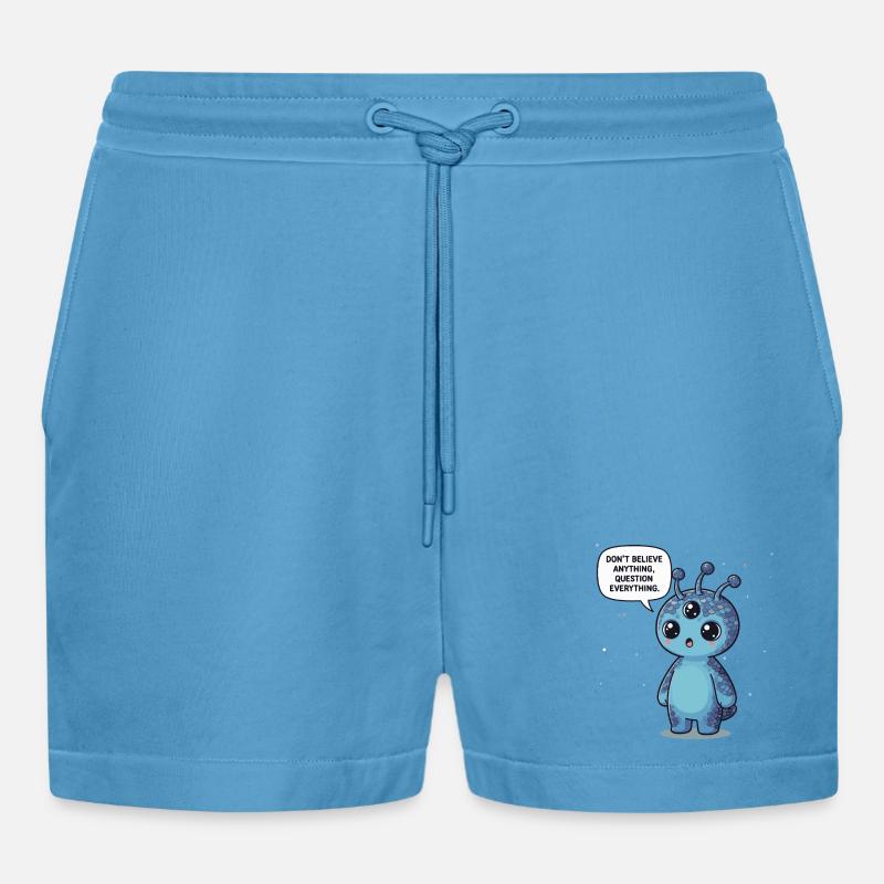 Niedlicher Alien: Statement - Alles hinterfragen - Organic Relaxed Cropped Shorts Made in EU -  Sol Blue