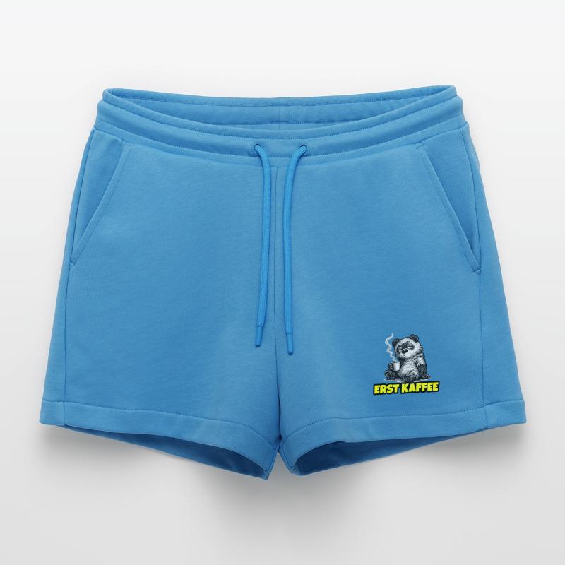 Erst Kaffee – Grumpy Bär (Morgenmuffel Sketch) Organic Relaxed Cropped Shorts Made in EU