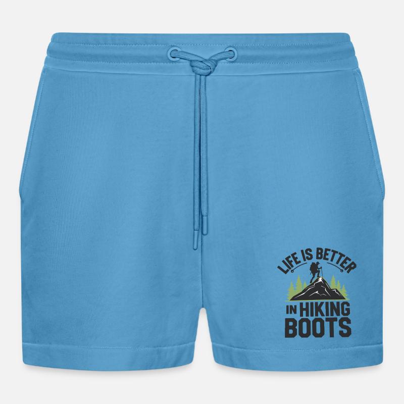 Das Leben ist besser in Wanderschuhen - Organic Relaxed Cropped Shorts Made in EU -  Sol Blue