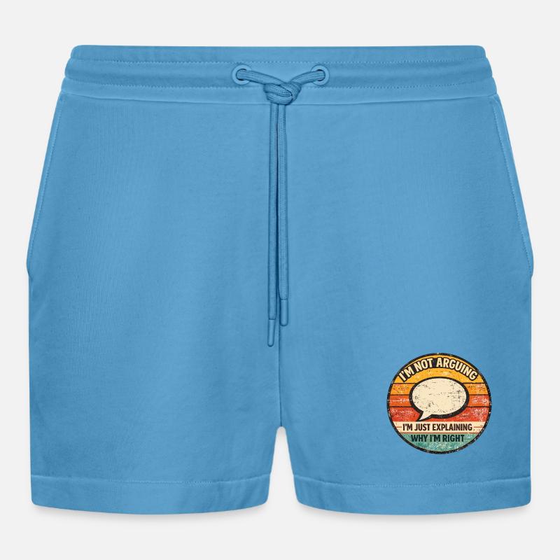 I'm Just Explaining It – Retro Saying - Organic Relaxed Cropped Shorts Made in EU - Sol Blue