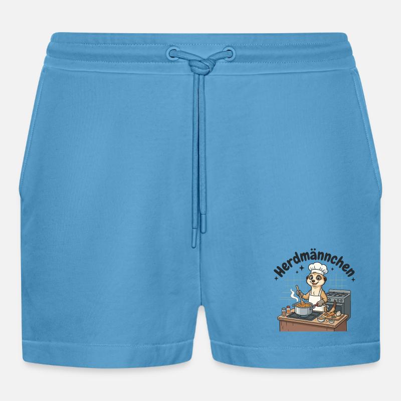 Herdmännchen Koch Erdmännchen am Herd  - Organic Relaxed Cropped Shorts Made in EU -  Sol Blue