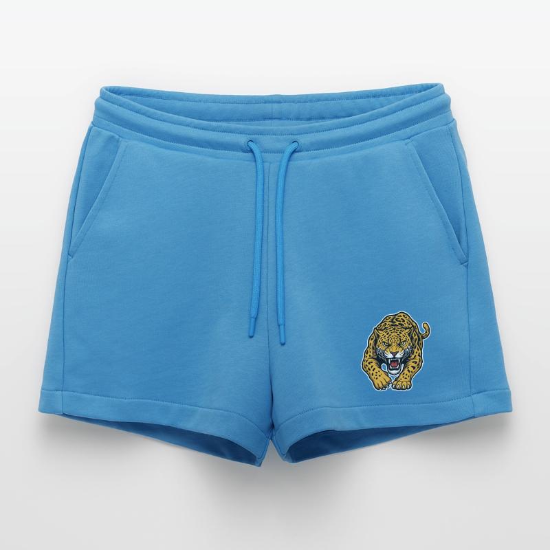 Leopard Jaguar Wild Attack Mascot Predator Organic Relaxed Cropped Shorts Made in EU