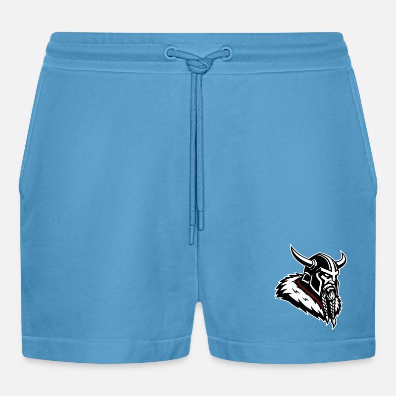 Wikinger-Eroberer, nordisches Maskottchenprofil Krieger - Organic Relaxed Cropped Shorts Made in EU -  Sol Blue