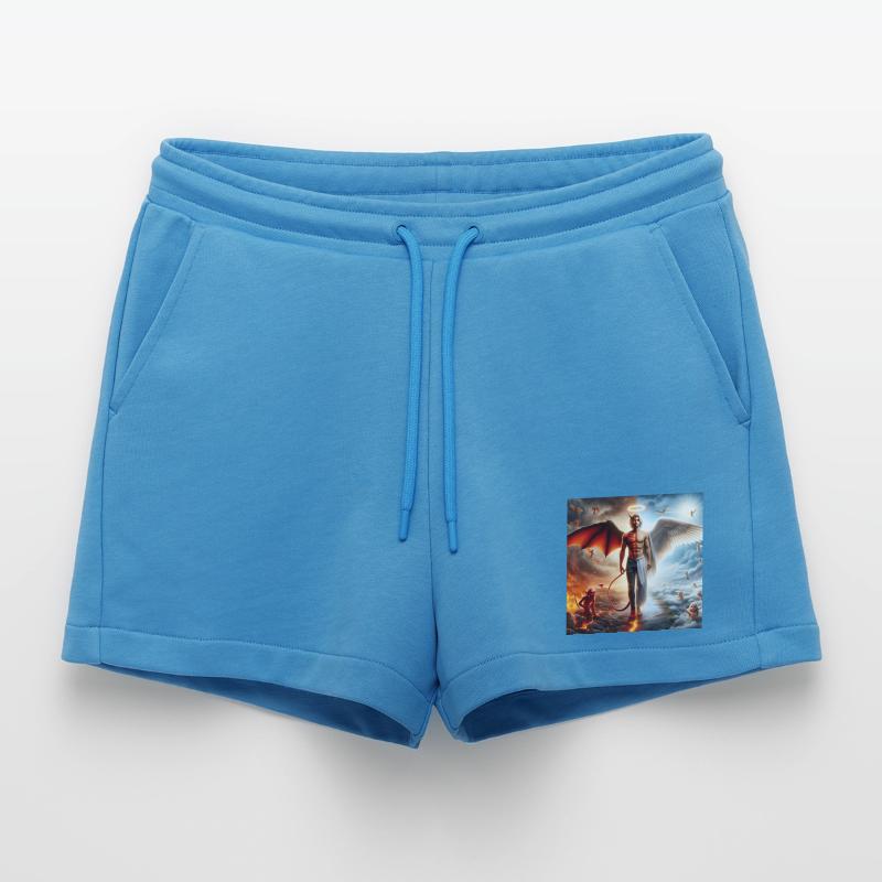 Celestial and Infernal Duality Organic Relaxed Cropped Shorts Made in EU
