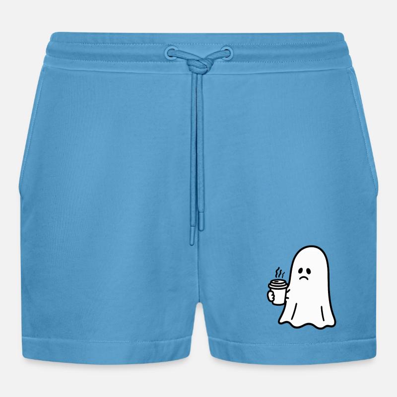 Geist Kaffee Halloween Süßes oder Saures - Organic Relaxed Cropped Shorts Made in EU -  Sol Blue