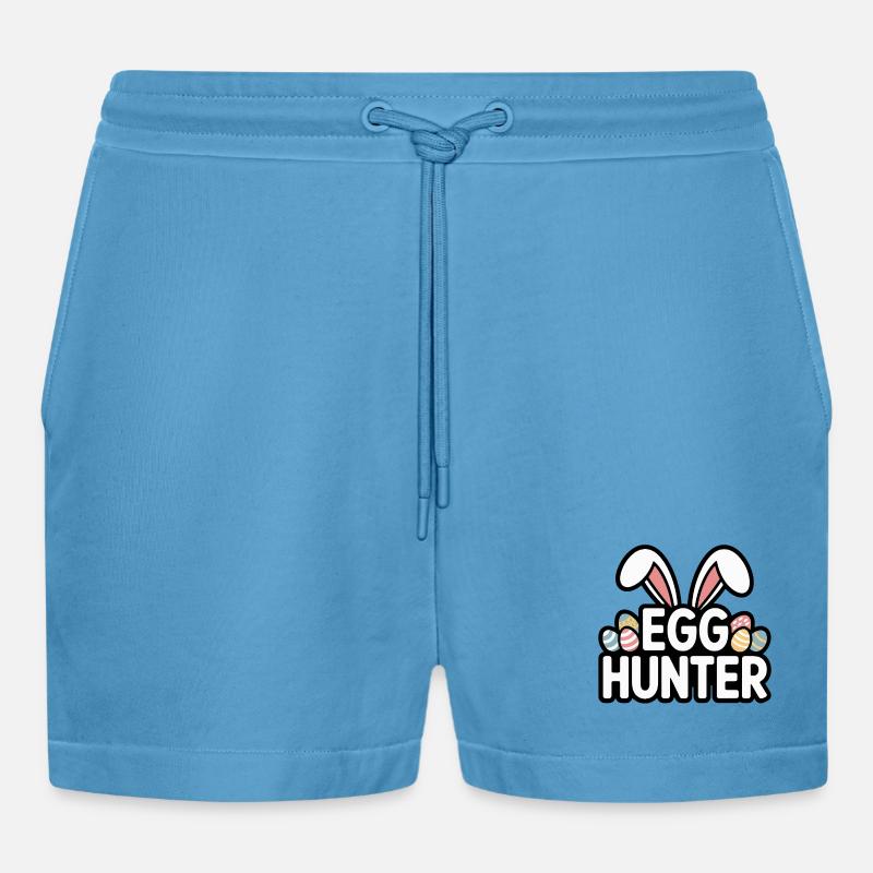 Egg Hunter Bunny – Conception de Pâques - Short bio décontracté court fabriqué en UE -  Sol Blue