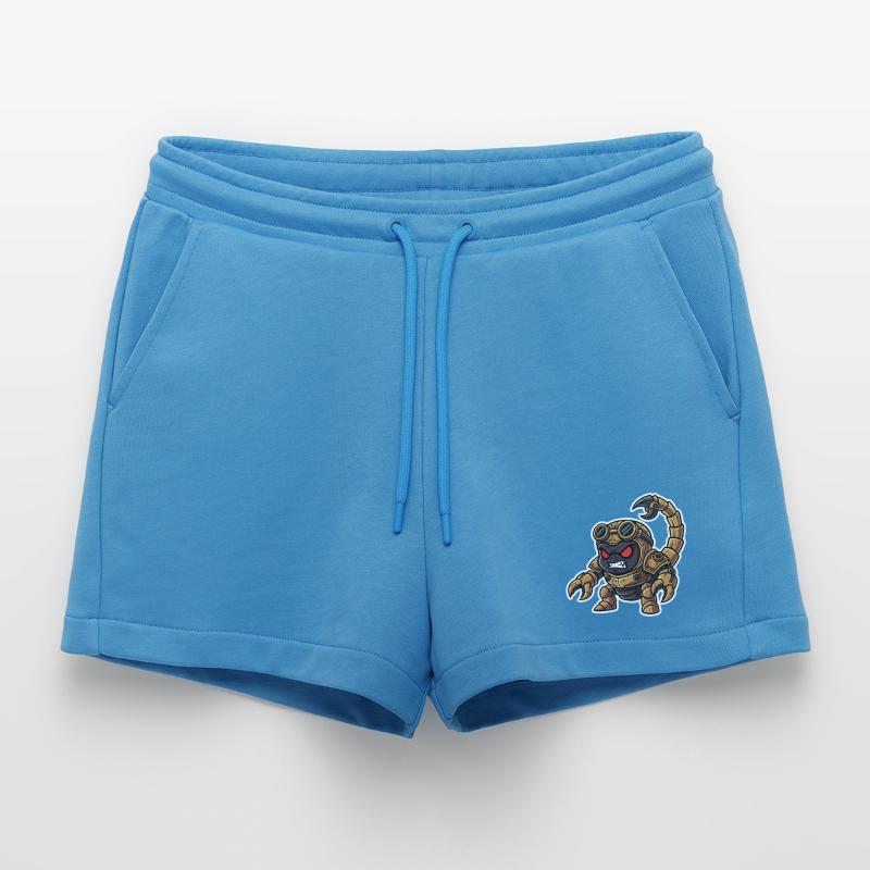 Scorpion Bionic Steampunk Warrior Brass Rivets Organic Relaxed Cropped Shorts Made in EU