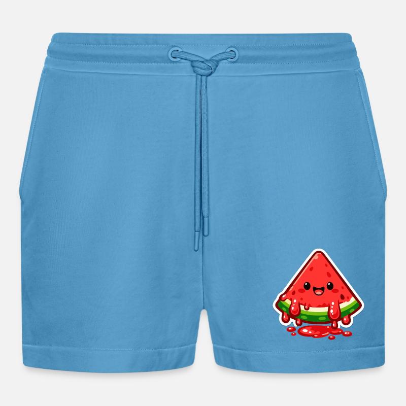 Fröhliche Wassermelone Slice - Organic Relaxed Cropped Shorts Made in EU -  Sol Blue