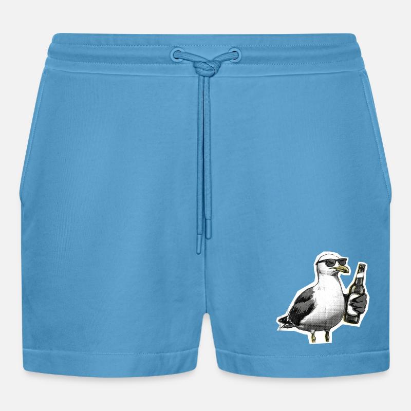 Möwe Bier Küste - Organic Relaxed Cropped Shorts Made in EU -  Sol Blue