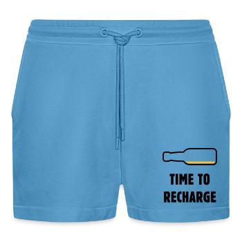 Temps de recharger (Bière / Bière / Pourriture 2C) - Short bio décontracté court fabriqué en UE -  Sol Blue - Devant