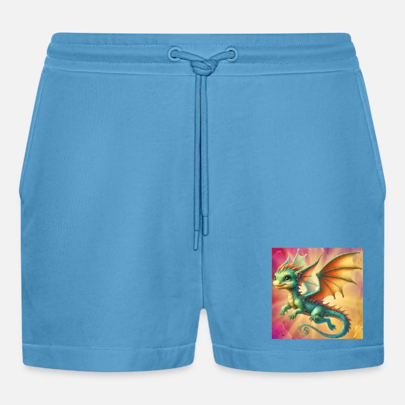 Drache - Organic Relaxed Cropped Shorts Made in EU -  Sol Blue