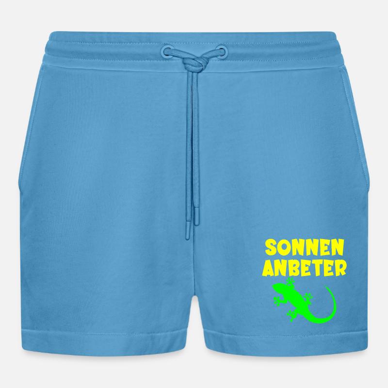 Sonnenanbeter Eidechse - Sommer Sonne - Organic Relaxed Cropped Shorts Made in EU -  Sol Blue