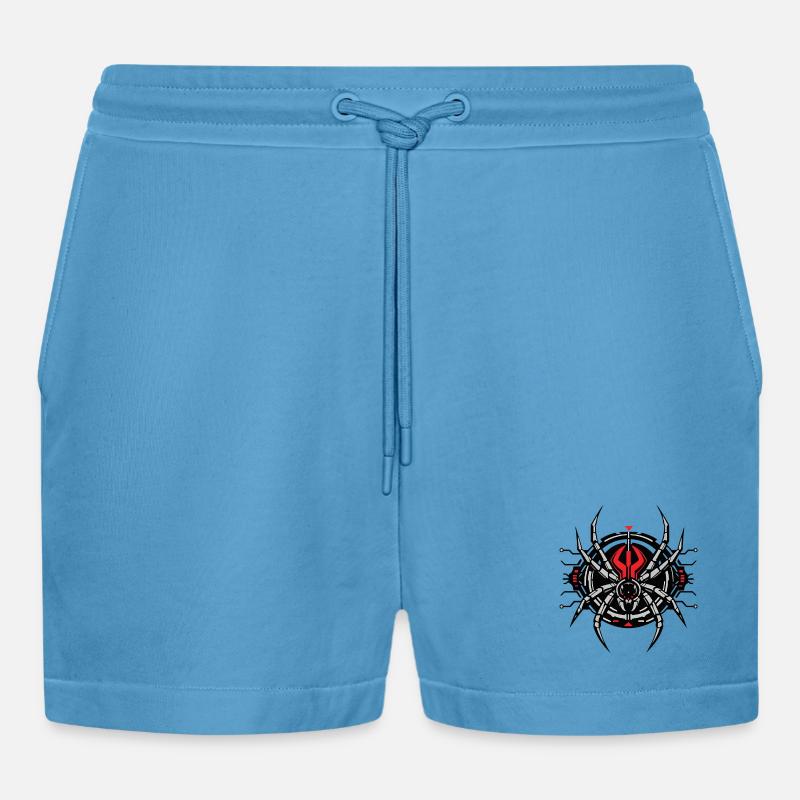 Redback Spider:Tech Edition - Organic Relaxed Cropped Shorts Made in EU - Sol Blue