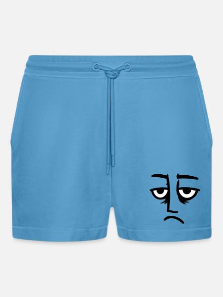 Grumpy sad disappointed face funny - Organic Relaxed Cropped Shorts Made in EU -  Sol Blue