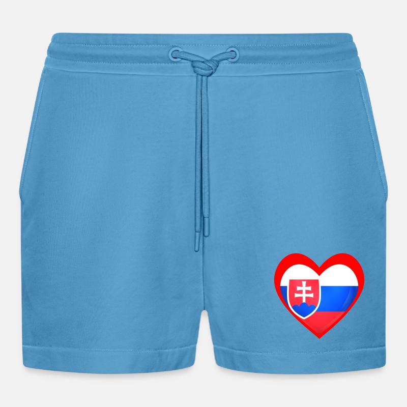 Červené Srdce Slovensko - Organic Relaxed Cropped Shorts Made in EU -  Sol Blue