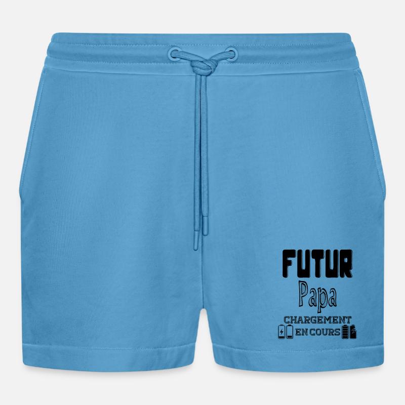 Daddy-to-be Loading In Progress - Organic Relaxed Cropped Shorts Made in EU - Sol Blue
