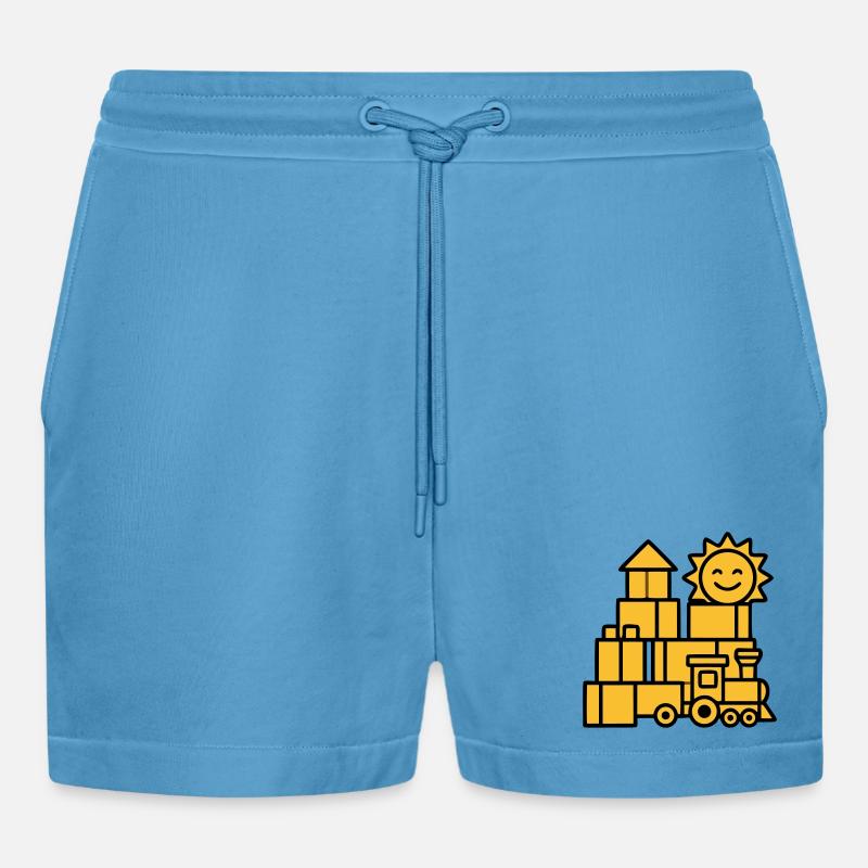 Jouets ferroviaires Blocs de construction - Short bio décontracté court fabriqué en UE -  Sol Blue