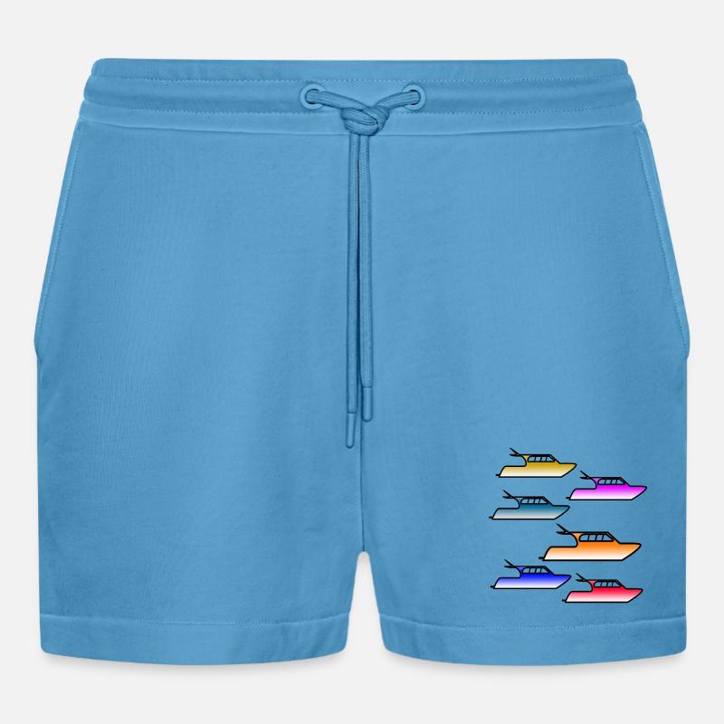 Motorboote - Organic Relaxed Cropped Shorts Made in EU - Sol Blue