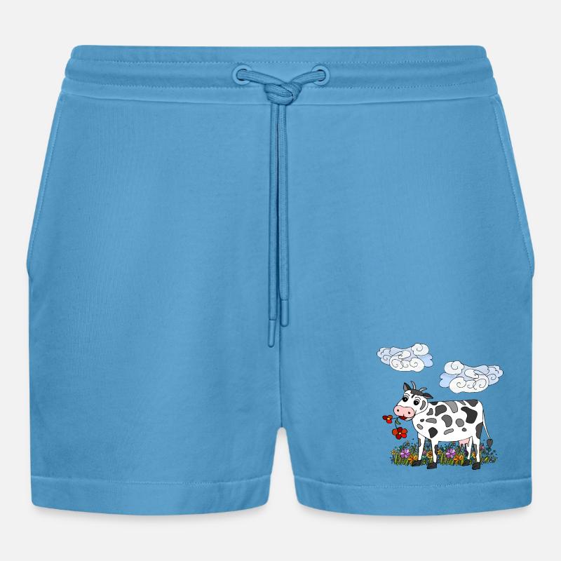 Vache - Short bio décontracté court fabriqué en UE -  Sol Blue