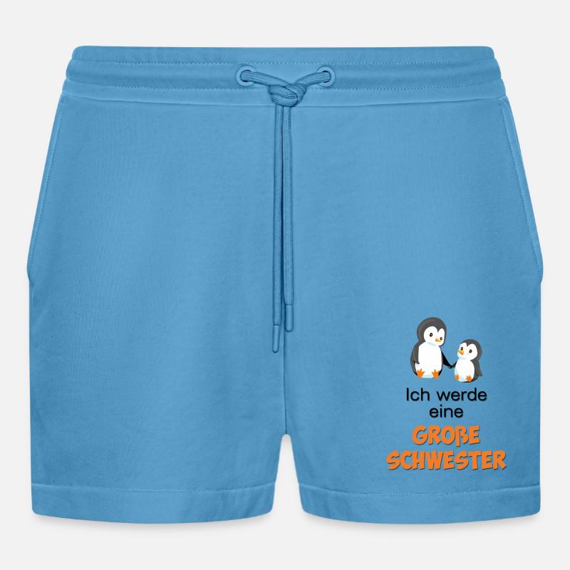 Ich werde eine große Schwester - Organic Relaxed Cropped Shorts Made in EU - Sol Blue