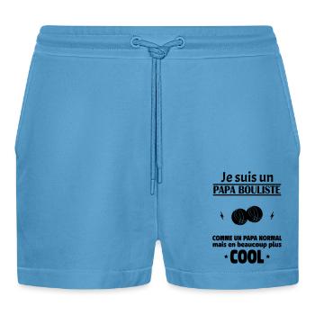 Je suis un papa bouliste, fête des pères, noël - Short bio décontracté court fabriqué en UE -  Sol Blue - Devant