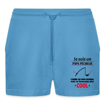 Je suis un papa pêcheur, fête des pères, noël - Short bio décontracté court fabriqué en UE -  Sol Blue - Devant