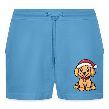 Golden Retriever Chien Noël Noël Drôle - Short bio décontracté court fabriqué en UE -  Sol Blue - Devant