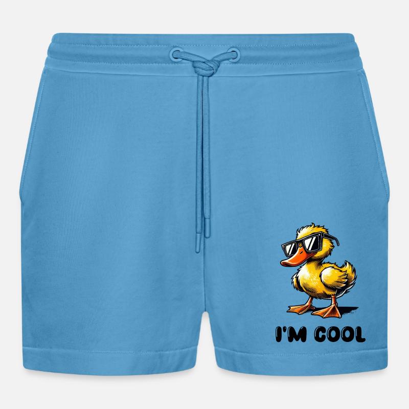 Duck Comic Cool - Organic Relaxed Cropped Shorts Made in EU -  Sol Blue