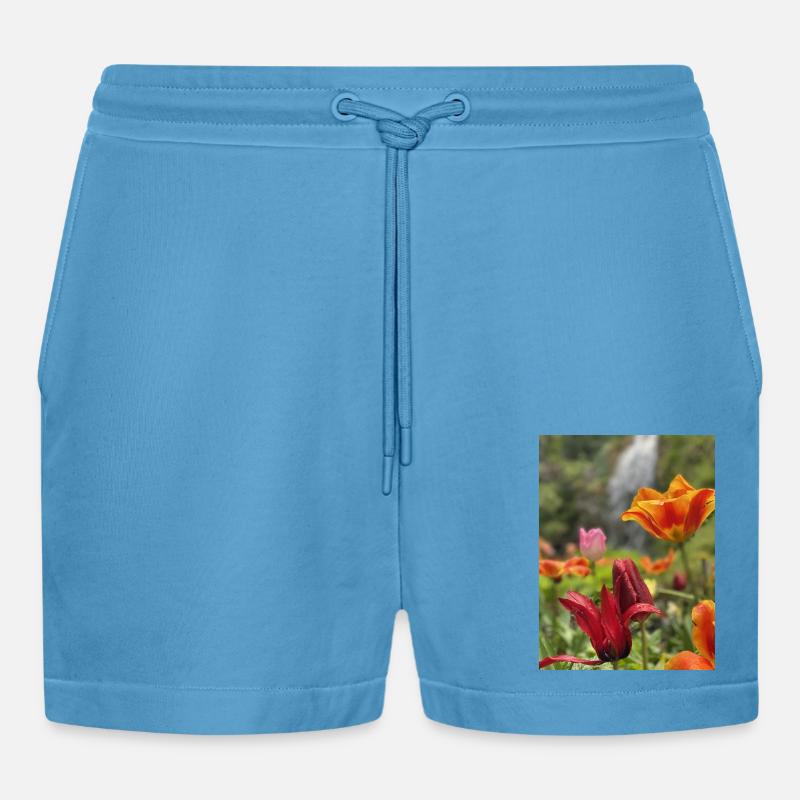 Tulpen bunt - Organic Relaxed Cropped Shorts Made in EU -  Sol Blue