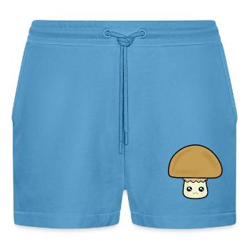Kawaii Pilz Champignon Kawaii Gemüse Kawaii Obst - Organic Relaxed Cropped Shorts Made in EU -  Sol Blue - Vorne