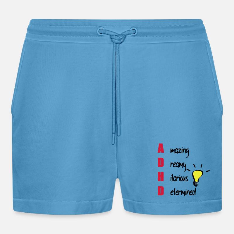 ADHD / ADHS Support Geschenk - Organic Relaxed Cropped Shorts Made in EU -  Sol Blue