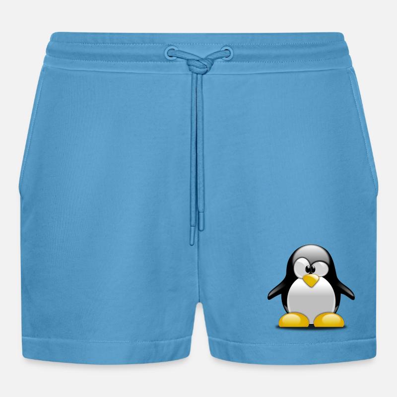 Pinguin - Organic Relaxed Cropped Shorts Made in EU - Sol Blue